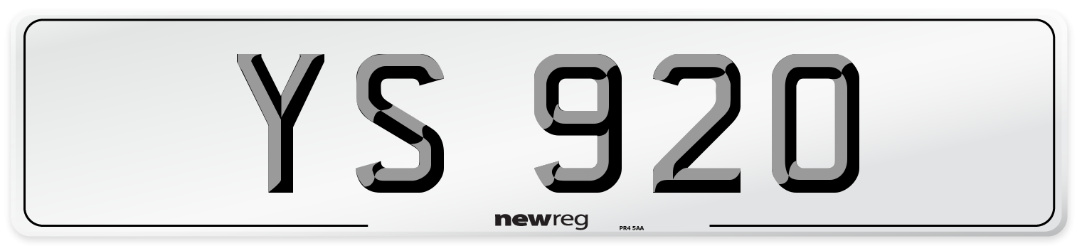 YS 920 Number Plate from New Reg